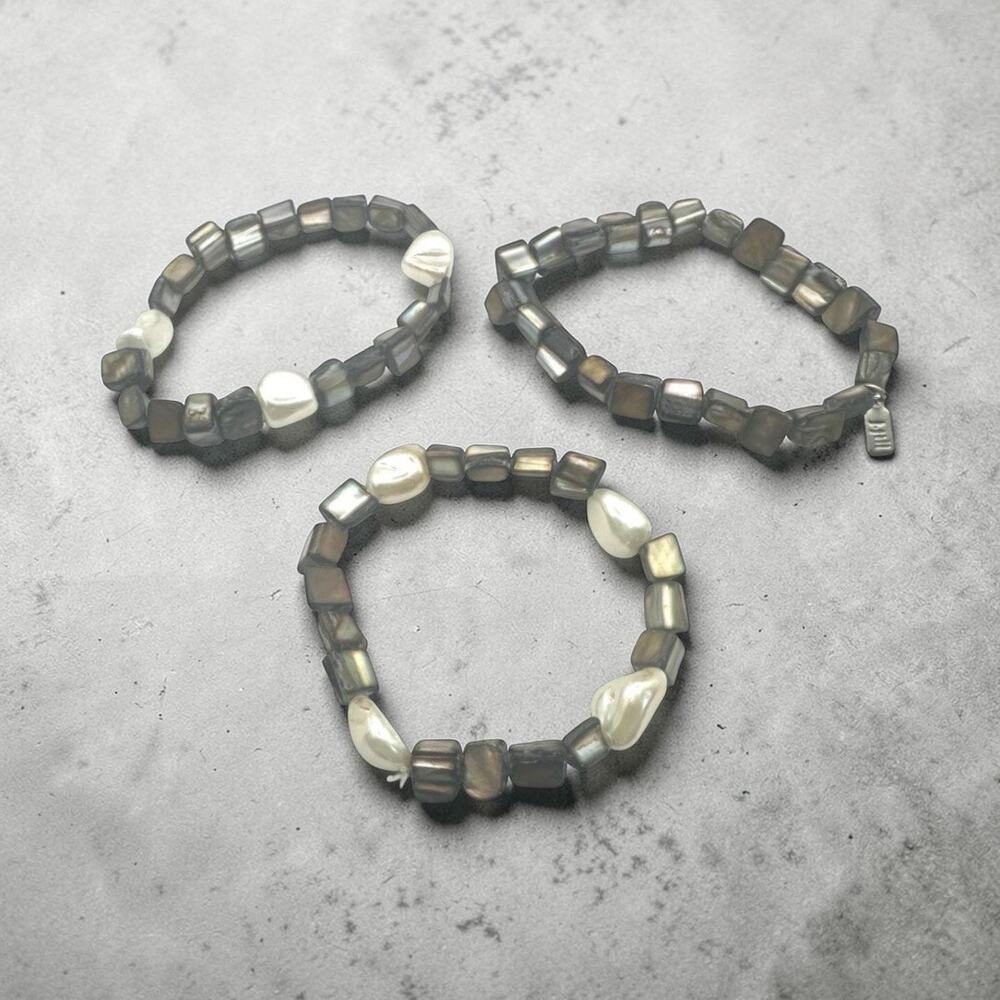 J Jill Set of 3 Stretch Bracelet Jewelry Lot Casual Coastal Cowgirl Beaded Beads
